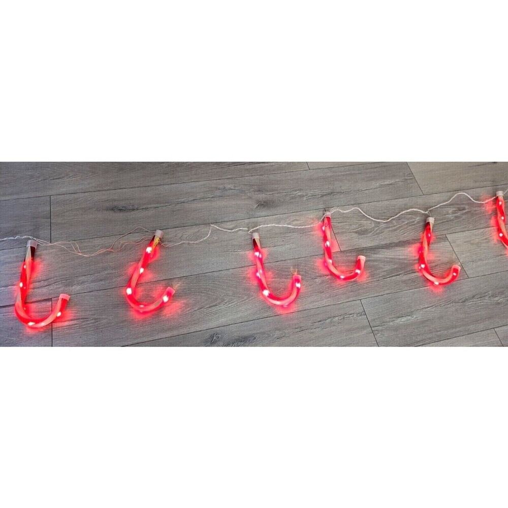 Vintage Lighted Candy Canes Each Candy is 10 Inches Entire Strand is 14 Ft.